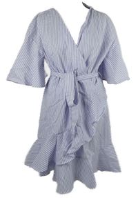 Dámske lila-biele pruhované šaty s opaskom