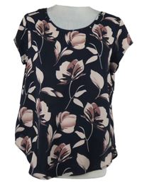 Dámska tmavomodrá kvetovaná blúzka Only