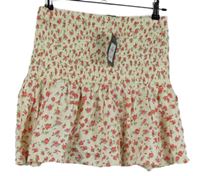 Nové - Dámska biela kvietkovana žabičková sukňa Primark