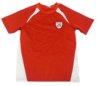 Červeno-biele športové funkčné tričko s nášivkou Crane