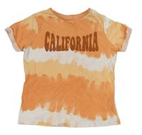 Oranžovo-biele crop tričko s nápisom Primark