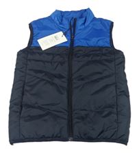 Modro-tmavomodrá šusťáková zateplená vesta Name it