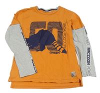 ORanžovo-šedé triko s potiskem kids