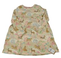 -Nové Bielo-ružovo-béžové bavlnené šaty so zvieratkami Mothercare