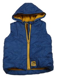 Modrá melírovaná šušťáková zateplená vesta s kapucňou zn. Ergee