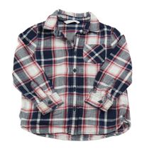 Tmavomodro-bílo-červená kostkovaná košile M&S