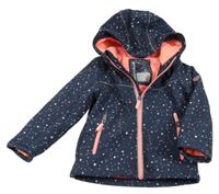 Tmavomodrá vzorovaná softshellová zateplená bunda s kapucí C&A