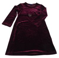 Vínové zamatové šaty so sponou