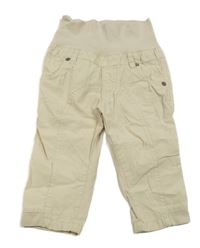 Béžové plátenné nohavice s úpletovým pasom