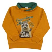 Oranžová mikina s mývalem a nápisom S. Oliver