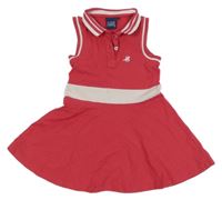 Rubínovo-biele bavlnené šaty s výšivkou