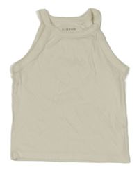 Smotanový rebrovaný crop top Reserved