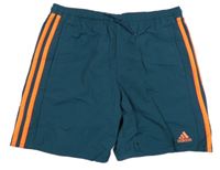 Petrolejovo-oranžové šusťákové sportovní kraťasy Adidas