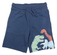 Tmavomodré teplákové kraťasy s dinosaury C&A