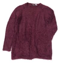 Vínový chlpatý svetrový cardigan Pepperts