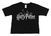 Čierne crop tričko s nápisem Harry Potter C&A