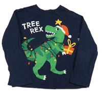 Tmavomodré triko s dinosaurem H&M