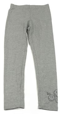 Sivé melírované legíny so smajlíkmi