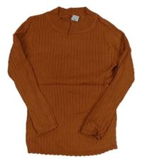 Hrdzavý rebrovaný ľahký sveter Tu