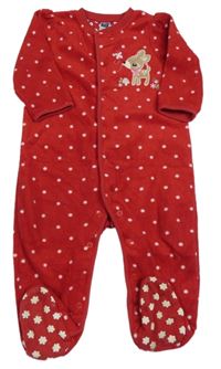 Červeno-biely bodkovaná ý fleecový overal s laní M&Co.