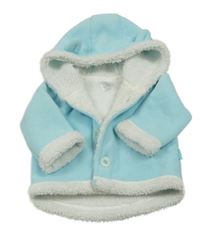 Světlemodrá fleecová zateplená propínací mikina s kapucí