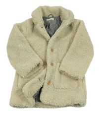 Béžový huňatý podšitý kabát Mango