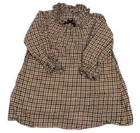 Béžovo-růžové kostkované šaty s volánkem Next