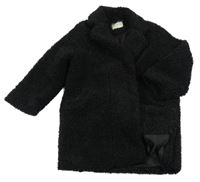 Černý huňatý podšitý kabát 