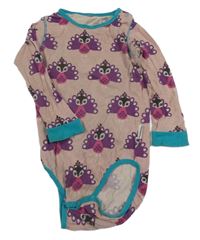 Světlerůžové body s pávy 