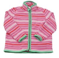 Růžová pruhovaná fleecová propínací mikina Tchibo