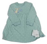 Nové - Světlemodrošedé puntíkaté teplákové šaty se zajícem George