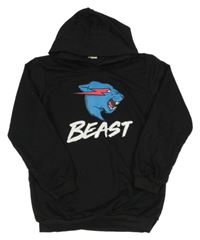 Čierna ľahká mikina s potlačou a kapucňou