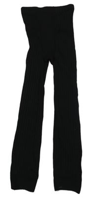 Černé žebrované punčochové legíny 