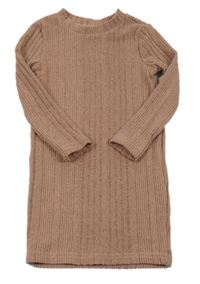 Ružovo-sivé melírované rebrované úpletové šaty Shein