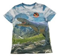 Modro-zelené tričko s dinosaurom