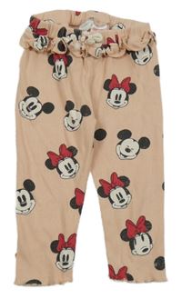 Lososové rebrované legíny s Minnie a Mickeym Zara