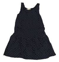 Tmavomodré bodkované bavlnené šaty H&M