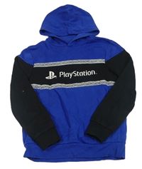 Modro-černá mikina s logem a logem Play Station a kapucí C&A