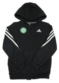 Čierna prepínaci mikina s pruhmi a kapucňou Adidas