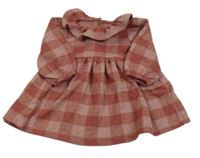 Světlerůžovo-růžové kostkované šaty s volánky George 