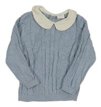 Modrý vzorovaný sveter s golierikom Next