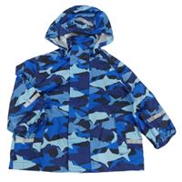 Tmavomodro-modro-čierna army šušťáková bunda s odopínacíá kapucňou Pocopiano