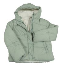 Světlezleená šušťáková prešívaná zimná bunda s kapucňou George