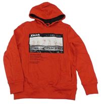 Červená mikina so Santy a kapucňou C&A