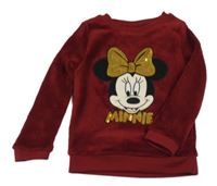 Vínová chlpatá mikina s Minnií Disney