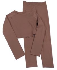 2set - Vínové sportovní crop triko + legíny F&F