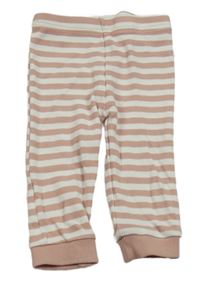 Starorůžovo-biele pruhované rebrované tepláky
