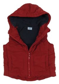 Červená šušťáková zateplená vesta s kapucňou F&F