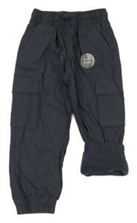 Nové - Tmavošedé plátěné podšité cargo kalhoty Nutmeg