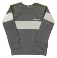 Sivo-biela mikina s nápisom Tu